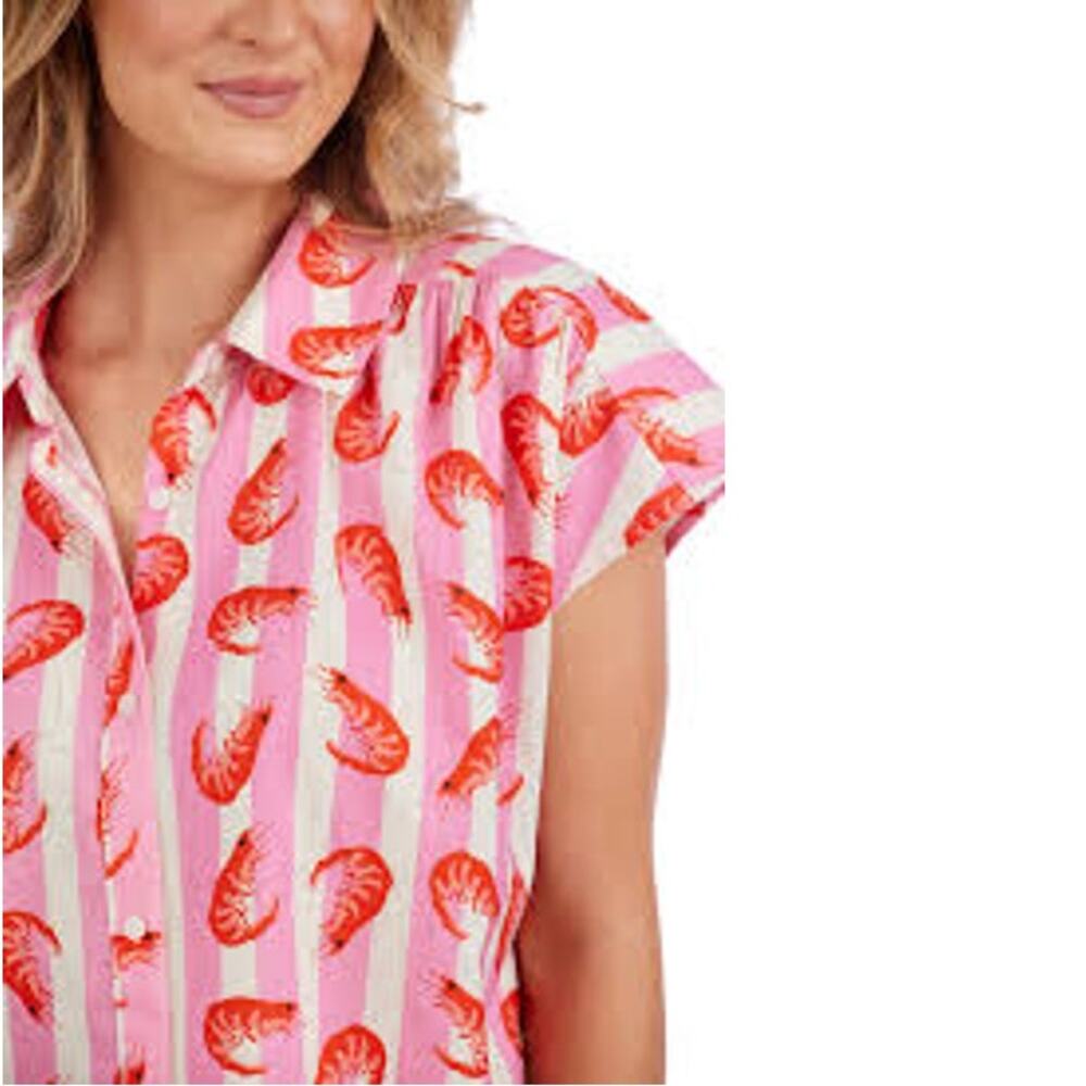 Crosby by Mollie Burch Scout Top Shrimp Cocktail Pink S Coastal Hamptons Chic